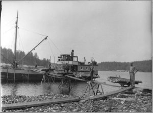 Gutzeitin tervahöyry s/s Walio, johon kärrätään propseja.